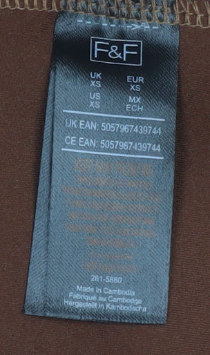 Womens UK Size XS F&F Brown Overcoat