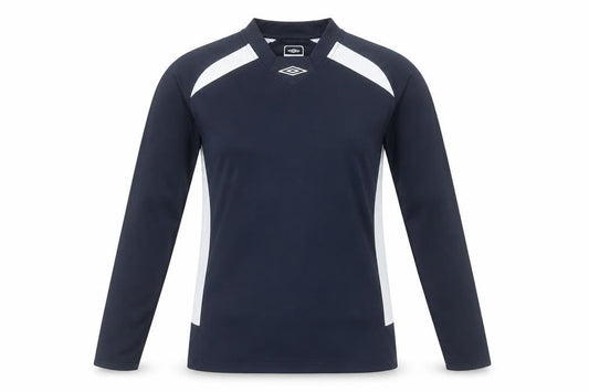 Front view of Umbro unisex adults black xs long sleeve v-neck training top