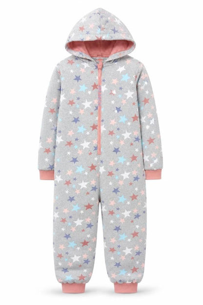 FatFace Girls Grey Star Print Hooded Jersey Jumpsuit 11-12 Years