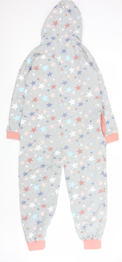 FatFace Girls Grey Star Print Hooded Jersey Jumpsuit 11-12 Years