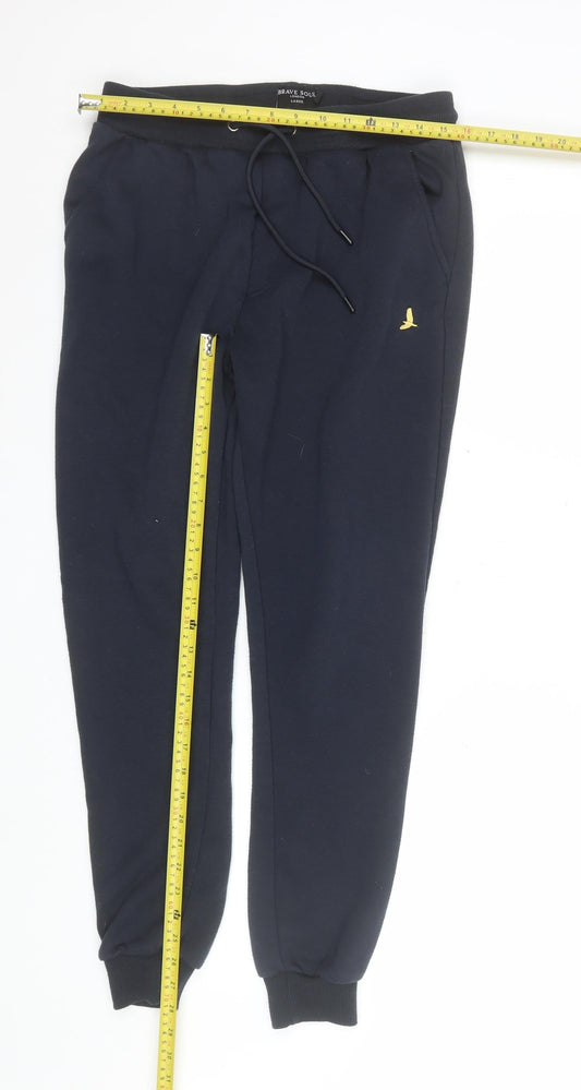 Mens UK Size L Brave Soul Regular Fit Jogger Black Trousers