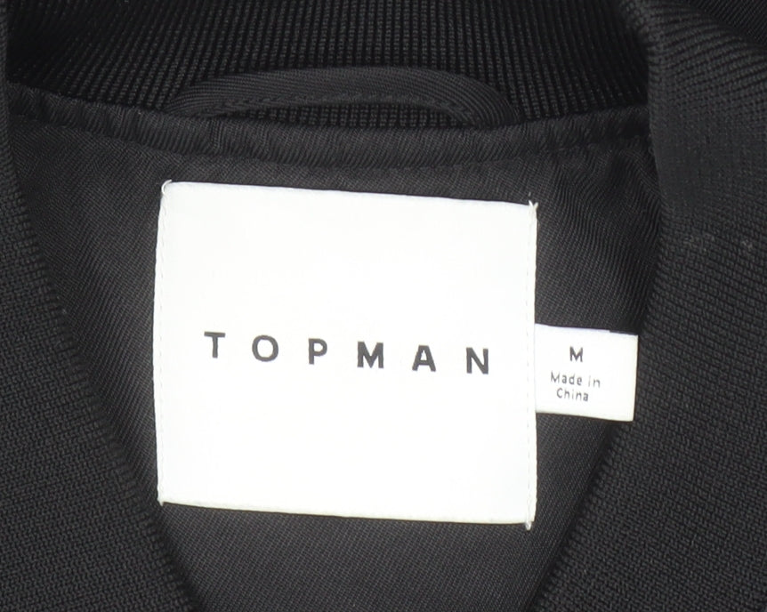 Mens UK Size M Topman Black Bomber Jacket