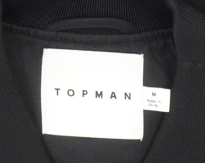 Mens UK Size M Topman Black Bomber Jacket