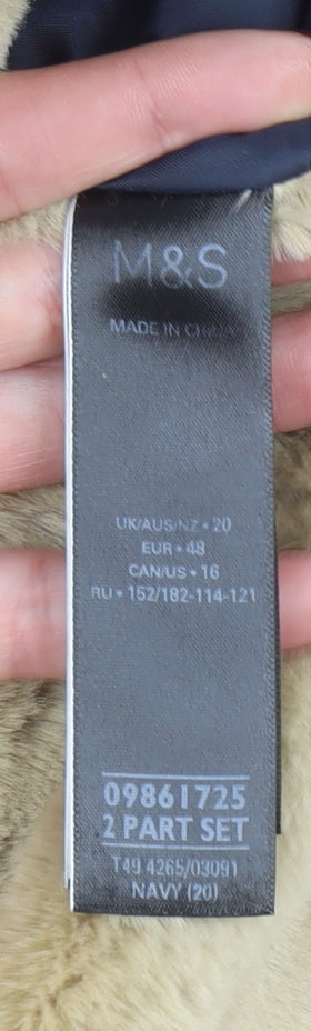 Marks and Spencer Women's Blue Faux Fur Hooded Parka Coat Size 20