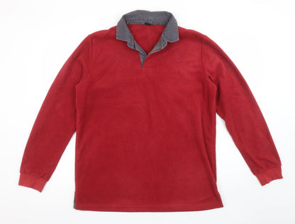 Mens UK Size M Cotton Traders Red Henley Sweatshirt
