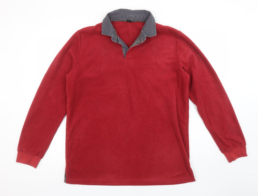 Mens UK Size M Cotton Traders Red Henley Sweatshirt