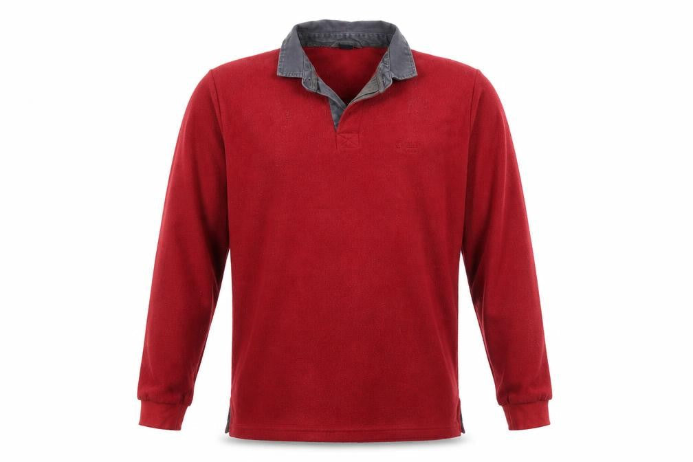 Mens UK Size M Cotton Traders Red Henley Sweatshirt