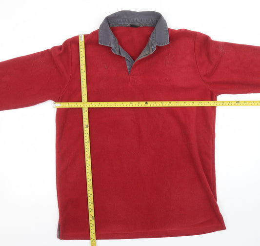 Mens UK Size M Cotton Traders Red Henley Sweatshirt