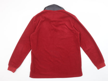 Mens UK Size M Cotton Traders Red Henley Sweatshirt