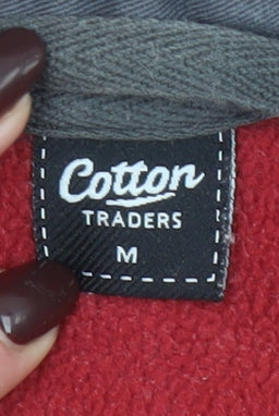 Mens UK Size M Cotton Traders Red Henley Sweatshirt