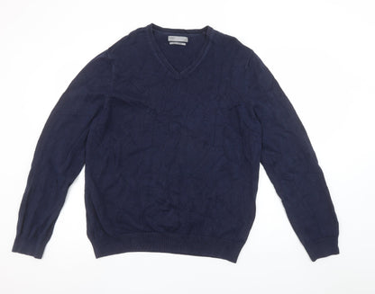 Marks and Spencer Men’s Blue Cotton V-Neck Pullover Jumper L