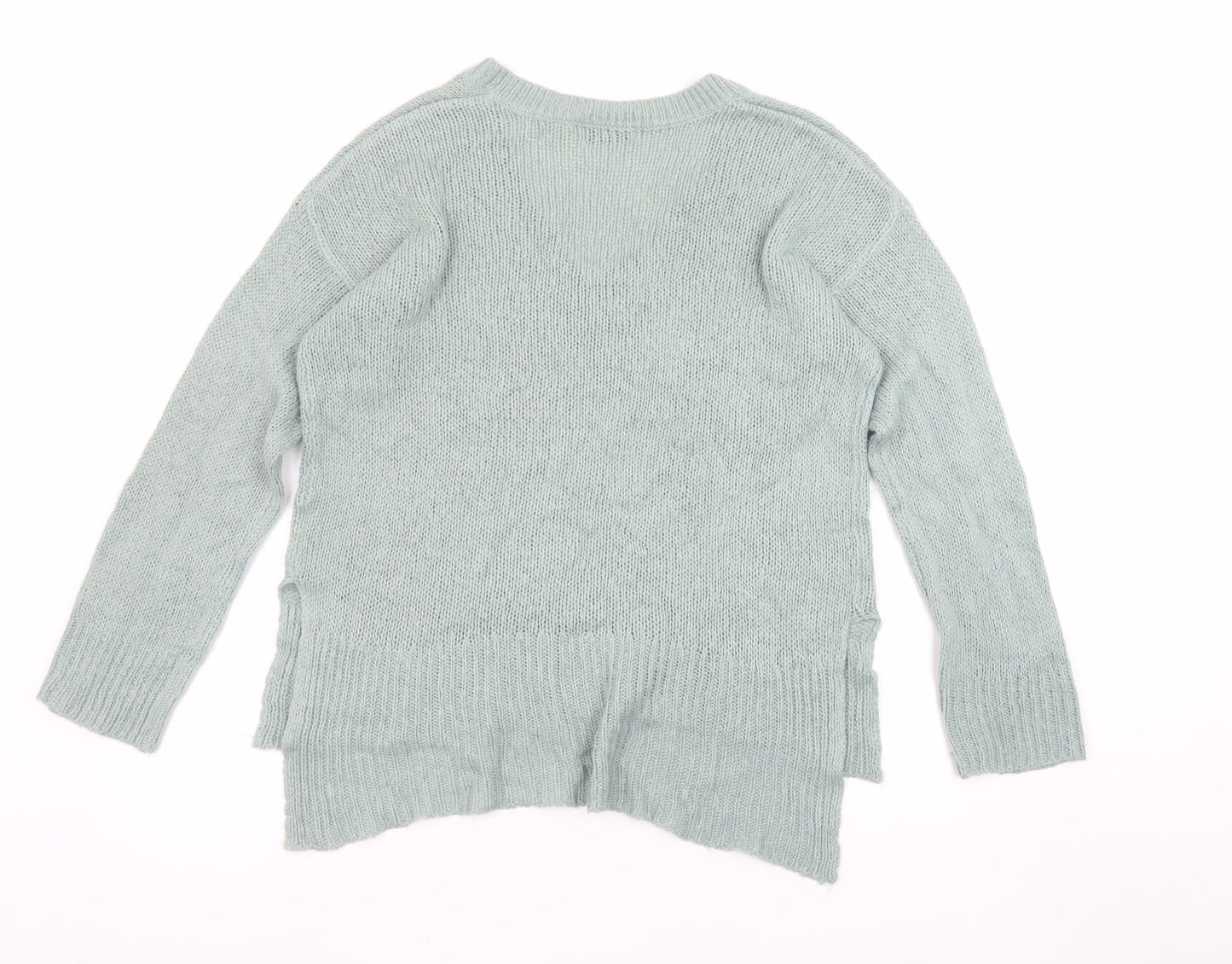 Brave Soul Womens Green V-Neck Knit Long Sleeve Pullover Jumper XS