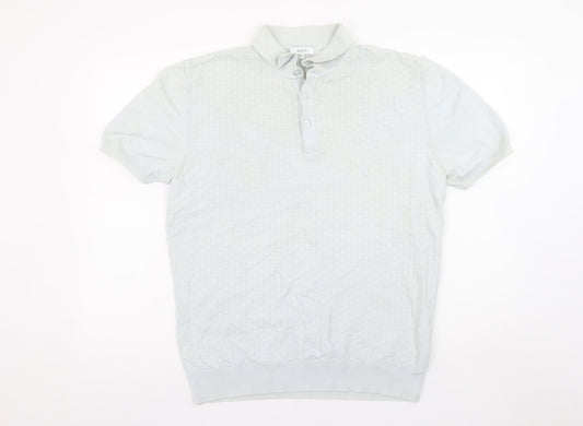 ARNE Men's Grey Cotton Short Sleeve Polo Shirt Size L