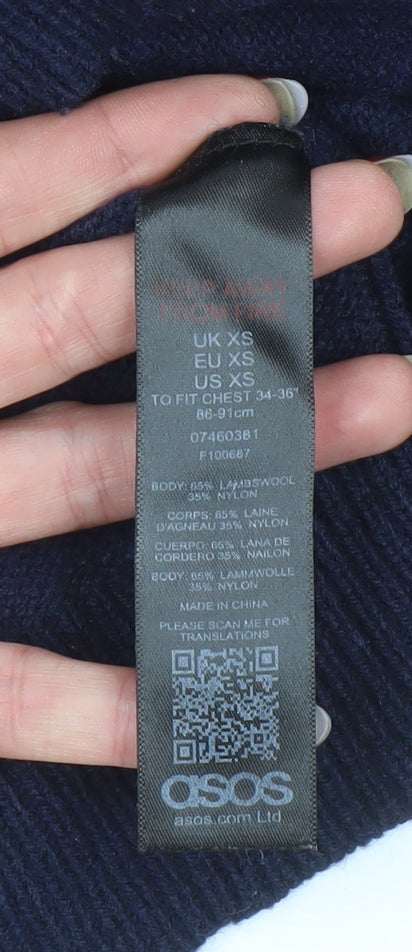 ASOS Men's Blue Lambswool Crew Neck Jumper XS Long Sleeve