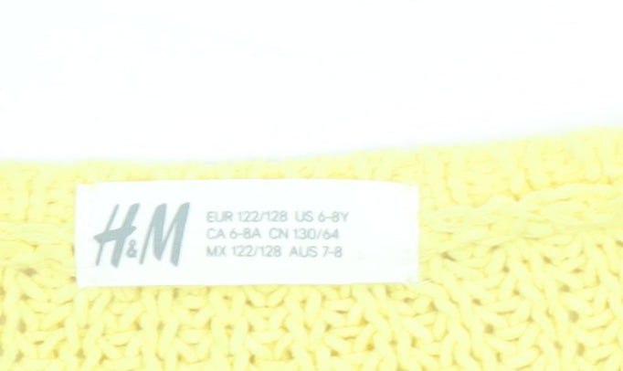 H&M Girls Yellow Knitted Pullover Jumper Size 7-8 Years Polyester