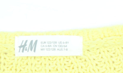 H&M Girls Yellow Knitted Pullover Jumper Size 7-8 Years Polyester