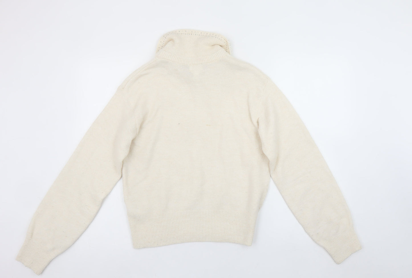 H&M Womens Ivory Beaded Collar Pullover Jumper XS