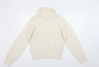 H&M Womens Ivory Beaded Collar Pullover Jumper XS