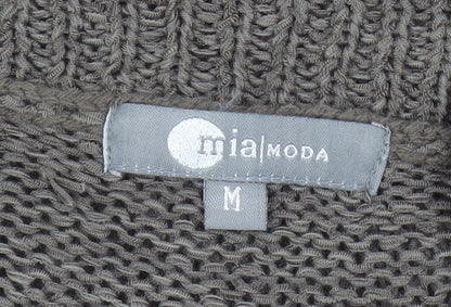 Womens UK Size M Mia Moda Brown Cardigan Jumper