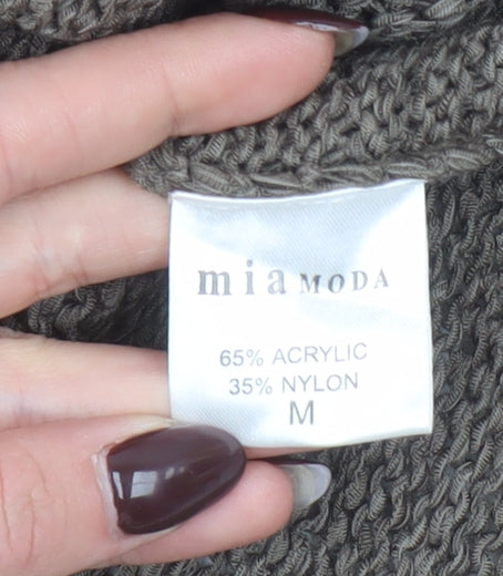 Womens UK Size M Mia Moda Brown Cardigan Jumper