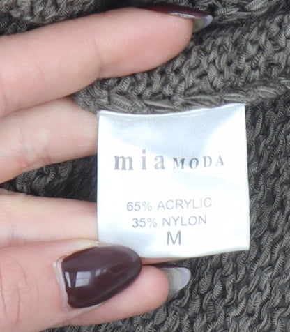 Womens UK Size M Mia Moda Brown Cardigan Jumper