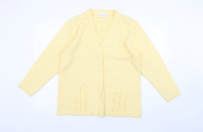Womens UK Size ML Jennifer Yellow Cardigan Jumper
