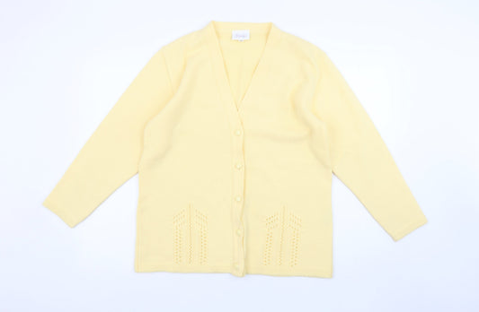 Womens UK Size ML Jennifer Yellow Cardigan Jumper
