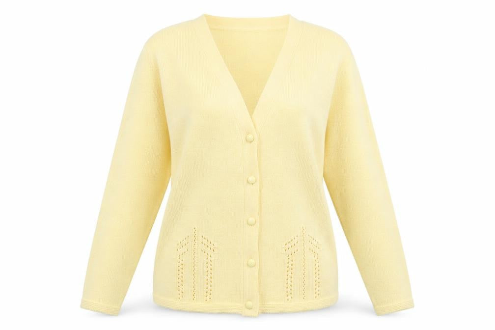 Womens UK Size ML Jennifer Yellow Cardigan Jumper