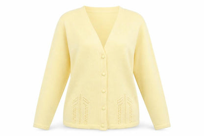 Womens UK Size ML Jennifer Yellow Cardigan Jumper