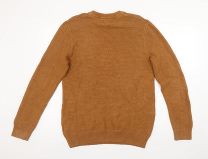 H&M Men Brown Cotton Crew Neck Knit Jumper M
