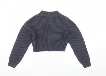 New Look Girls Grey Acrylic Knit Long Sleeve Pullover Jumper Age 9
