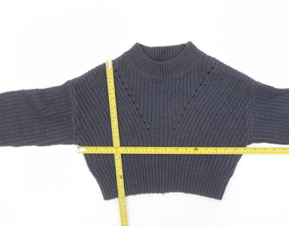 New Look Girls Grey Acrylic Knit Long Sleeve Pullover Jumper Age 9