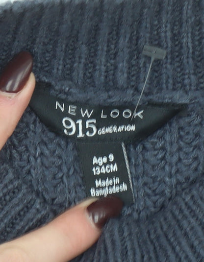 New Look Girls Grey Acrylic Knit Long Sleeve Pullover Jumper Age 9