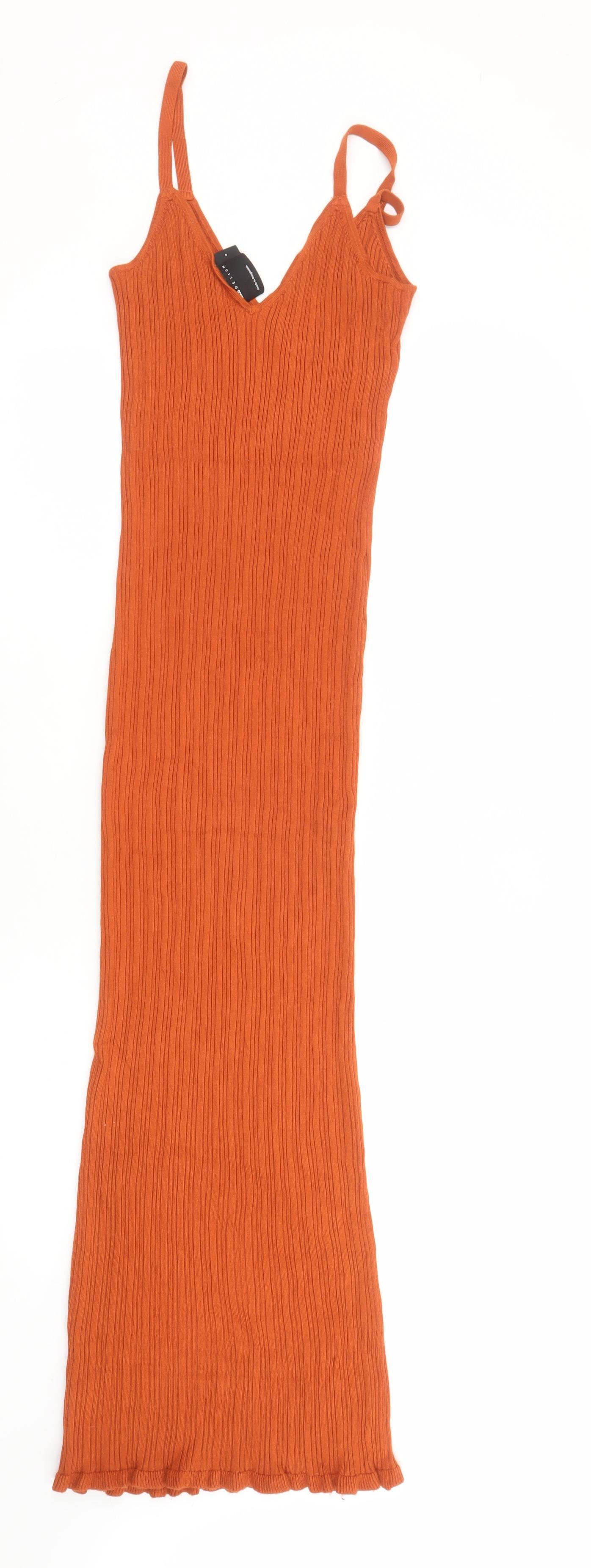 ASOS DESIGN Women’s Orange Viscose Ribbed Long Slip Dress Size 8-10