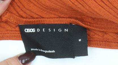 ASOS DESIGN Women’s Orange Viscose Ribbed Long Slip Dress Size 8-10