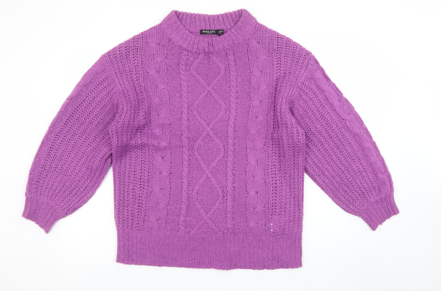 Brave Soul Women’s Purple Mock Neck Chunky Knit Jumper Size 10