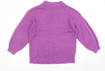 Brave Soul Women’s Purple Mock Neck Chunky Knit Jumper Size 10