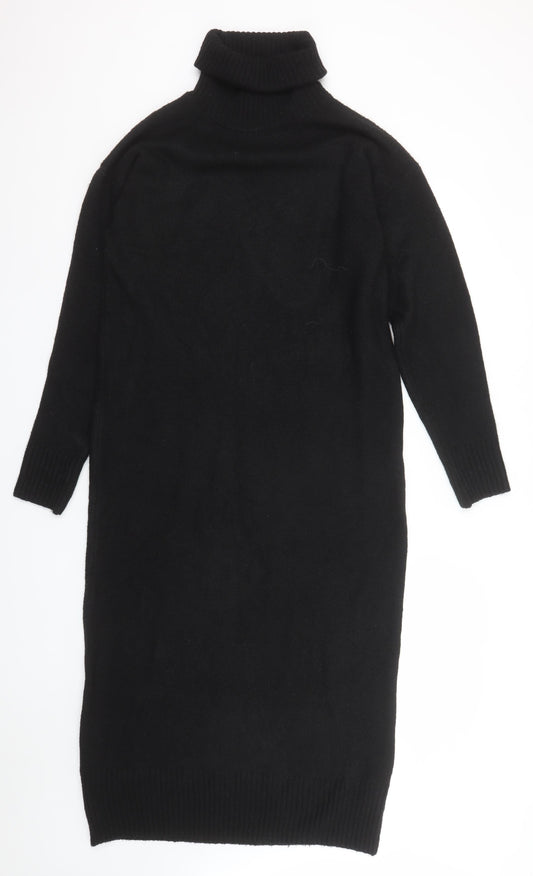 Tu Women’s Black Knit Roll Neck Bodycon Midi Dress Size 8