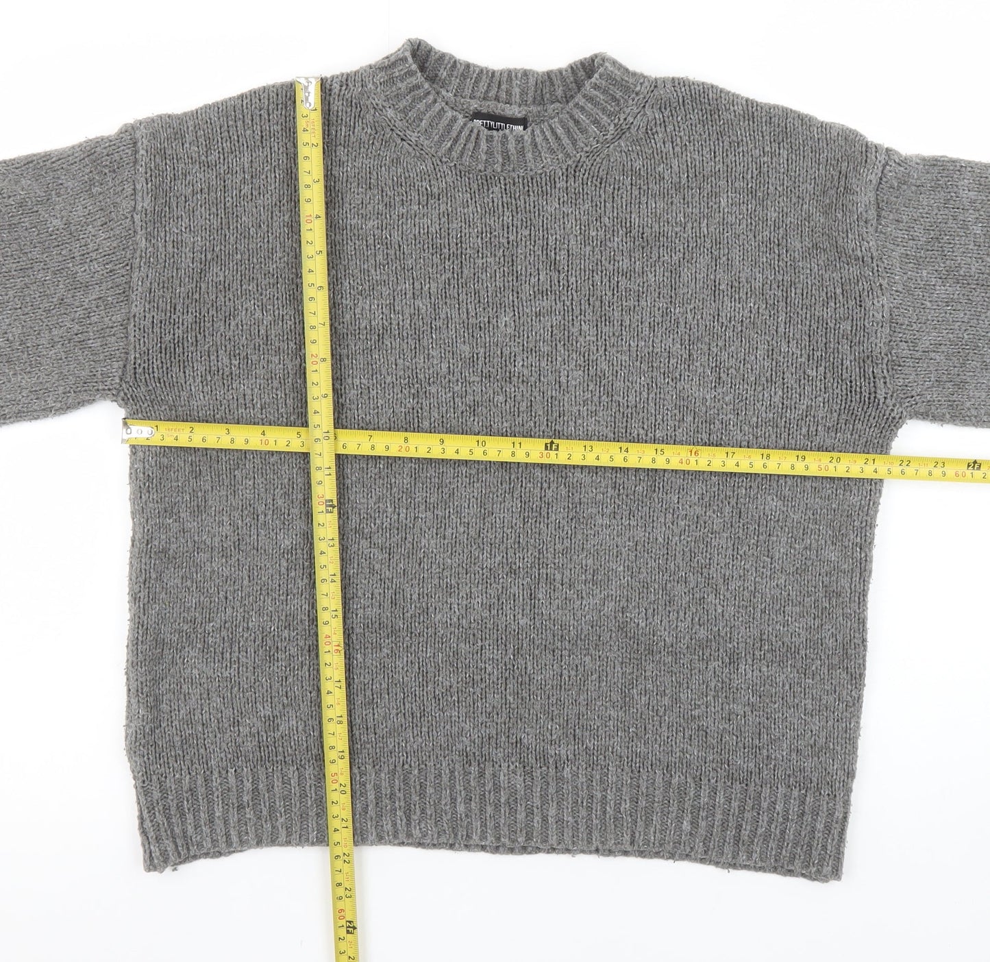 Womens UK Size M PRETTYLITTLETHING Grey Pullover Jumper