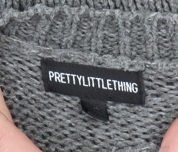 Womens UK Size M PRETTYLITTLETHING Grey Pullover Jumper