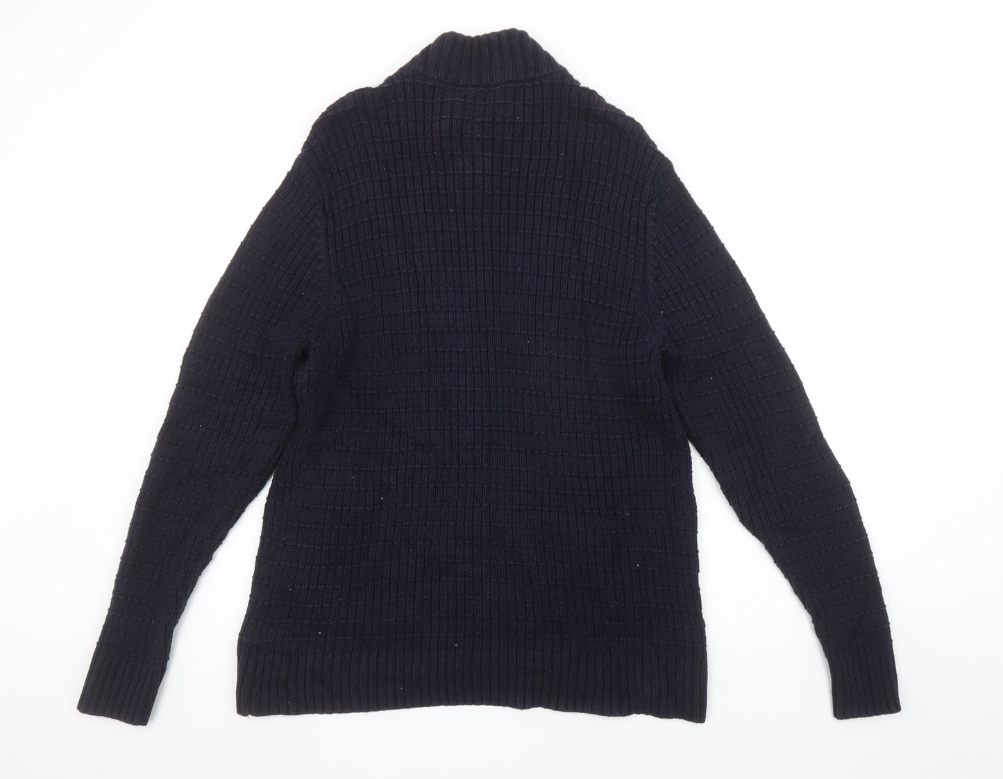 Greenwoods Men’s Blue Full Zip High Neck Knit Jumper M