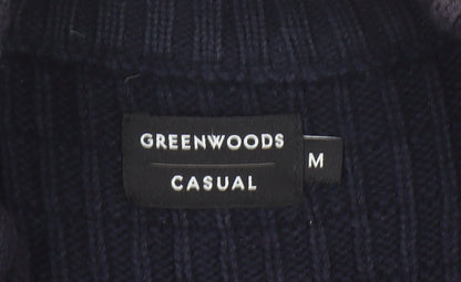 Greenwoods Men’s Blue Full Zip High Neck Knit Jumper M