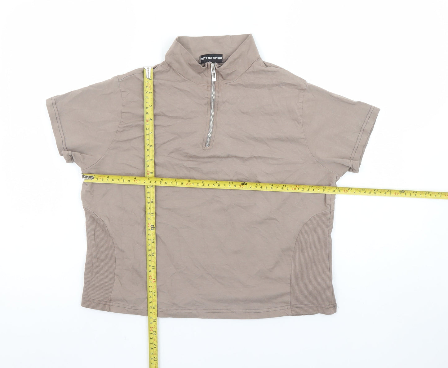 Womens UK Size XL PRETTYLITTLETHING Beige Basic Polo