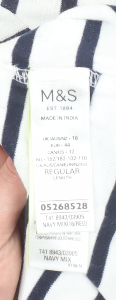 Womens UK Size 16 Marks and Spencer Blue Basic T-Shirt
