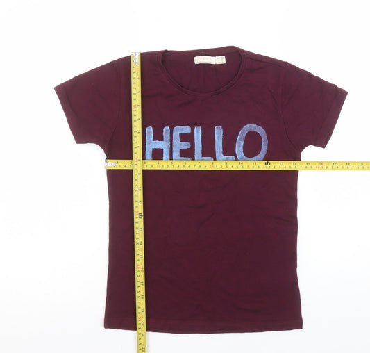 Womens UK Size 10 Zara Brown Basic T-Shirt