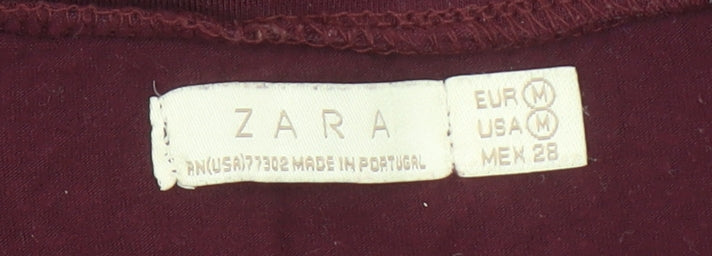 Womens UK Size 10 Zara Brown Basic T-Shirt