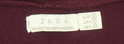 Womens UK Size 10 Zara Brown Basic T-Shirt