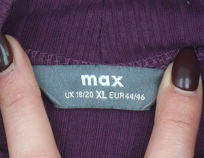 Womens UK Size XL Max Purple Basic T-Shirt