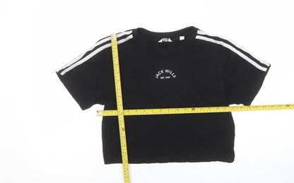Womens UK Size 8 Jack Wills Black Cropped T-Shirt