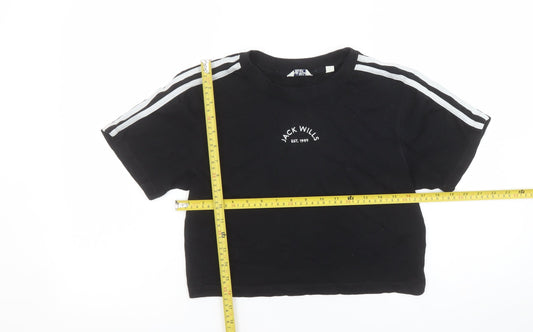 Womens UK Size 8 Jack Wills Black Cropped T-Shirt